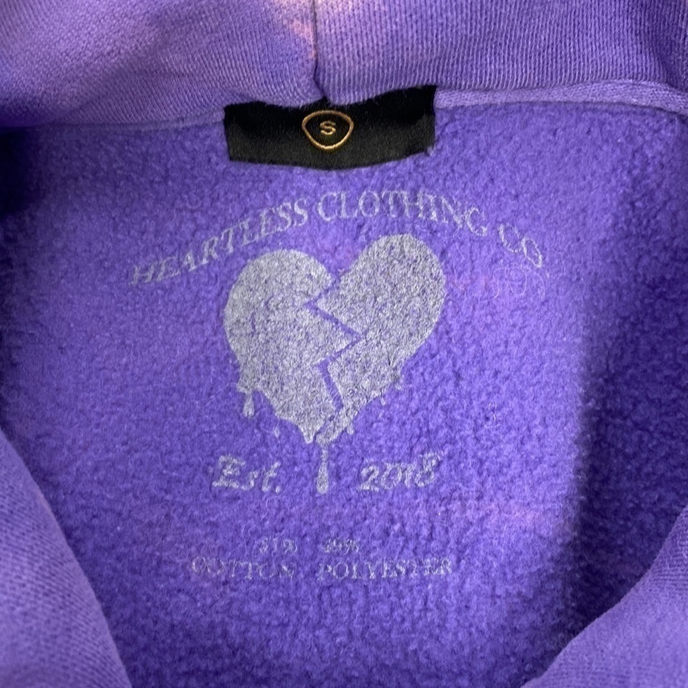 Heartless Clothing Company Purple Tie Dye Hooded Sweatshirt Size Small - Picture 3 of 4